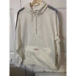 Guess x Sean wotherspoon 1/4 Zip Anorak Men’s Jacket Sz M White Gray Red Distre…